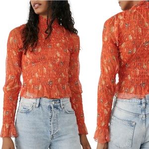 Hello There Smocked Crop Long Sleeve, Free People, Small